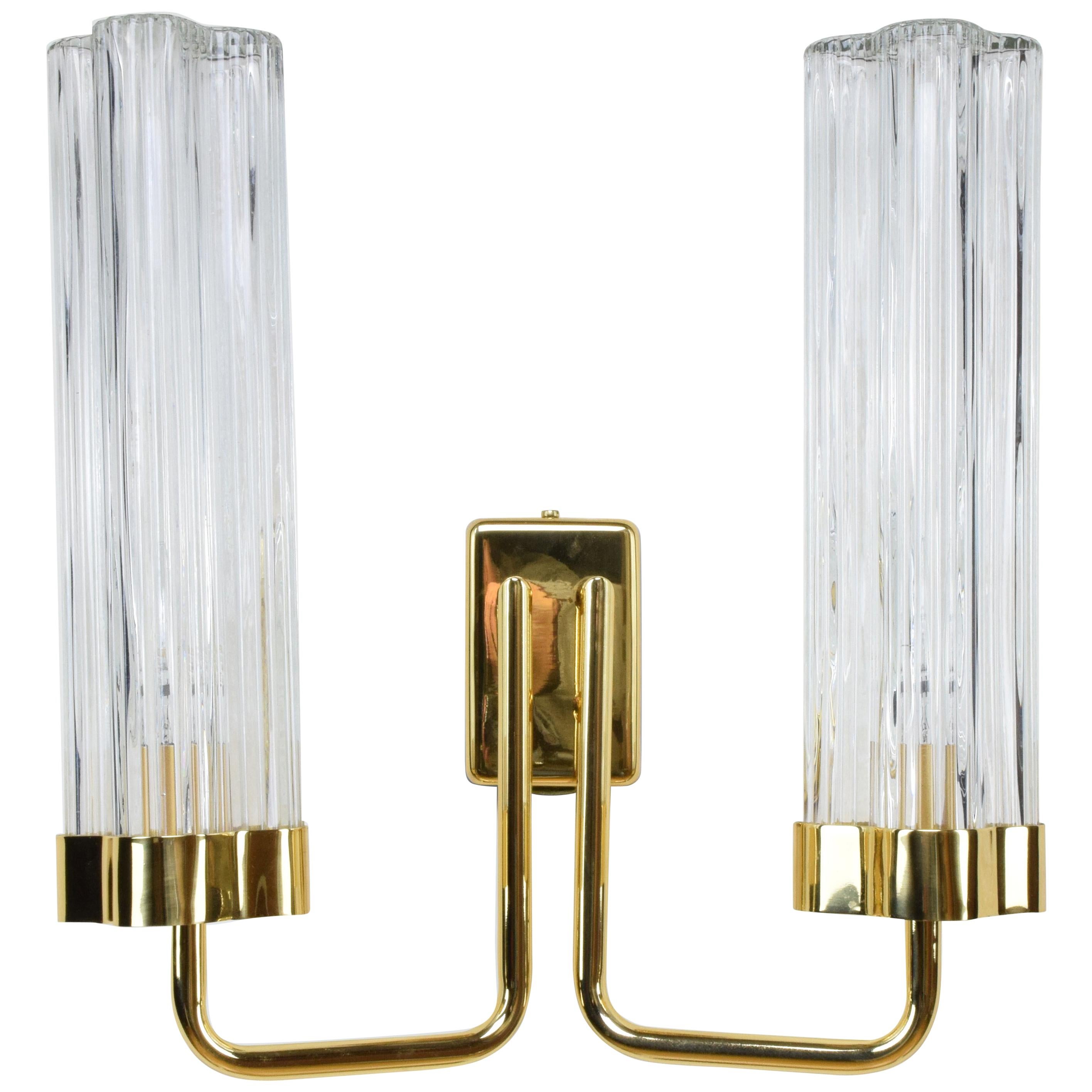 Danghi-W2 Brass and Glass Wall Light, Flow 2 Collection