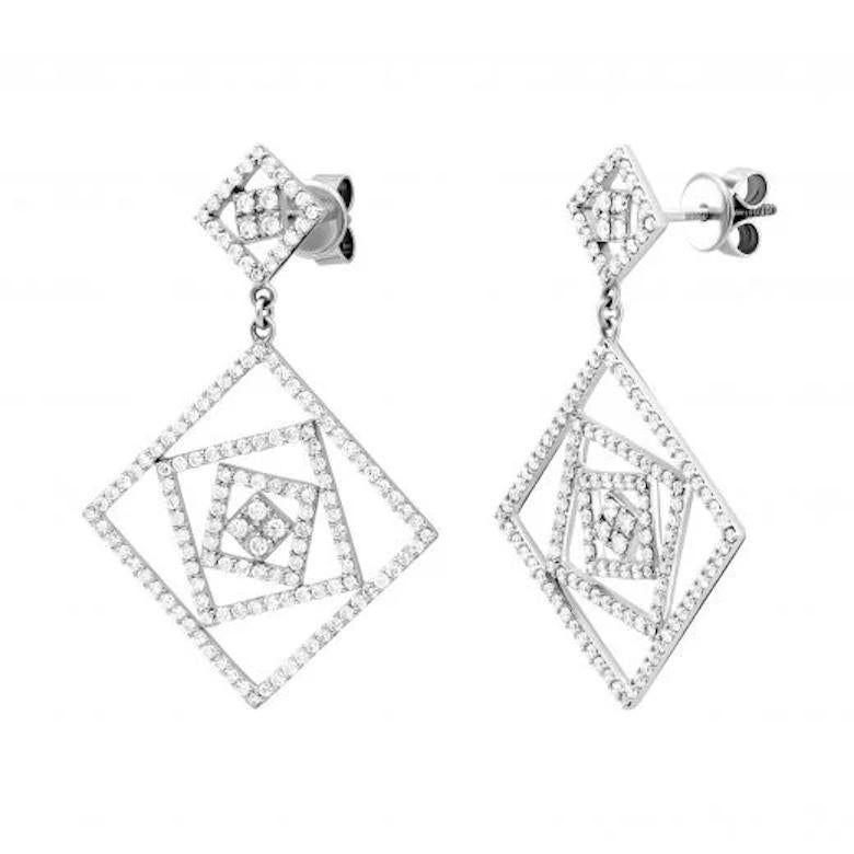 Dangle Classic Diamond White Gold Exclusive Earrings In New Condition For Sale In Genève, GE