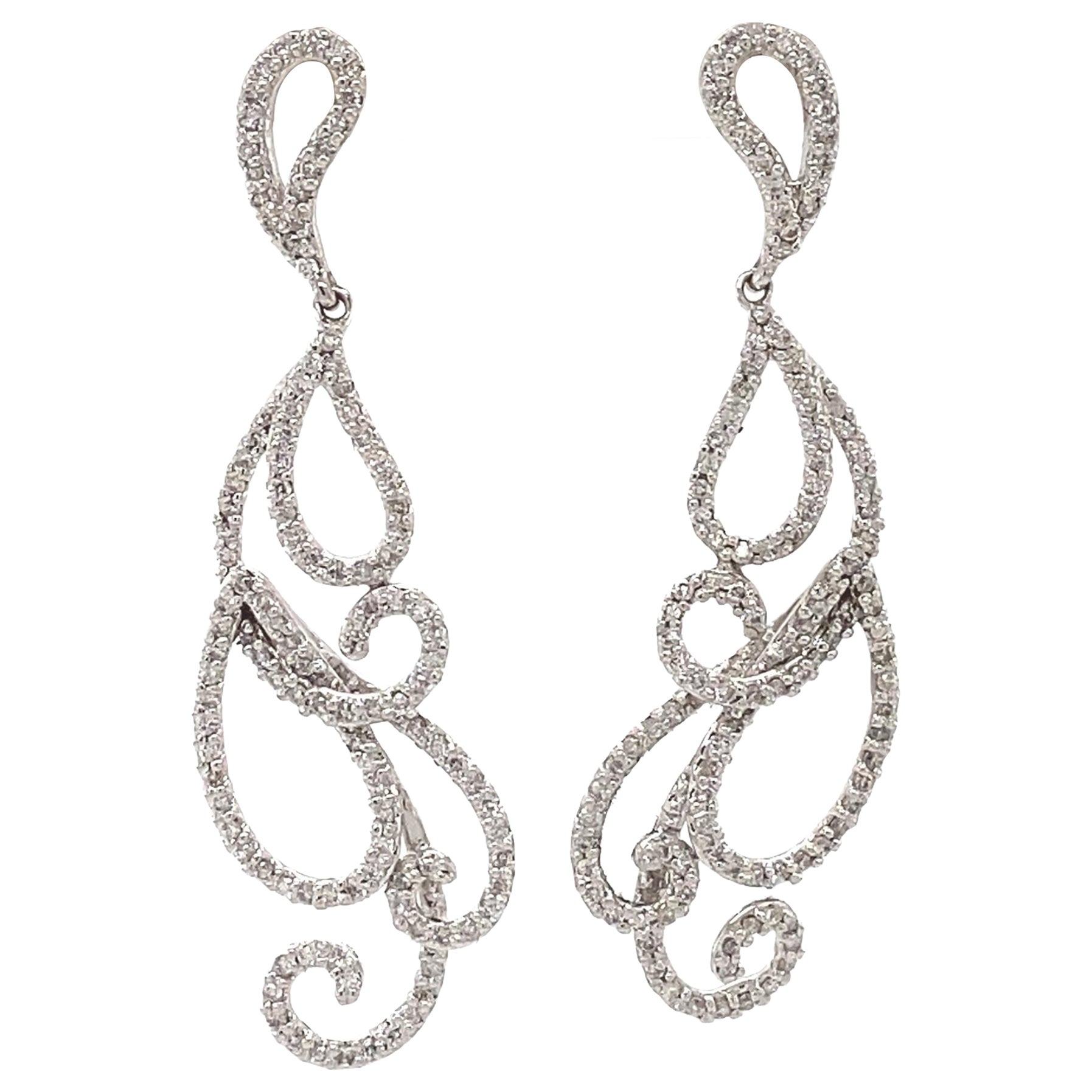 Boucles d'oreilles pendantes chandelier en or massif 14k (certifié)