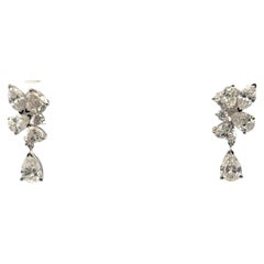Dangle Diamond Earings 18K White Gold for Her