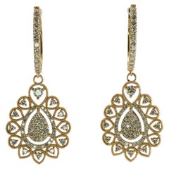 Dangle Diamond Earrings 14K Gold 2.08 TDW