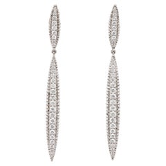 Dangle Diamond Earrings 18k White Gold Thin and Long
