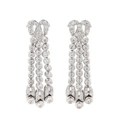 Dangle Diamond Earrings Art Deco 18k White Gold Vintage Earrings