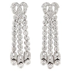 Dangle Diamond Earrings Art Deco 18k White Gold Vintage Earrings