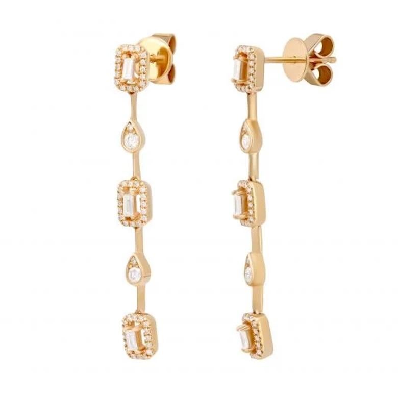 Boucles d'oreilles pendantes en or jaune avec diamants pour elle Pour femmes en vente