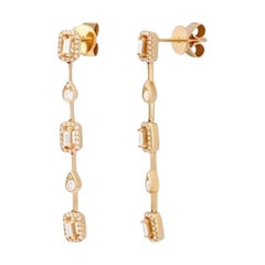 Exklusive baumelnde Diamant-Ohrringe aus Gelbgold für sie