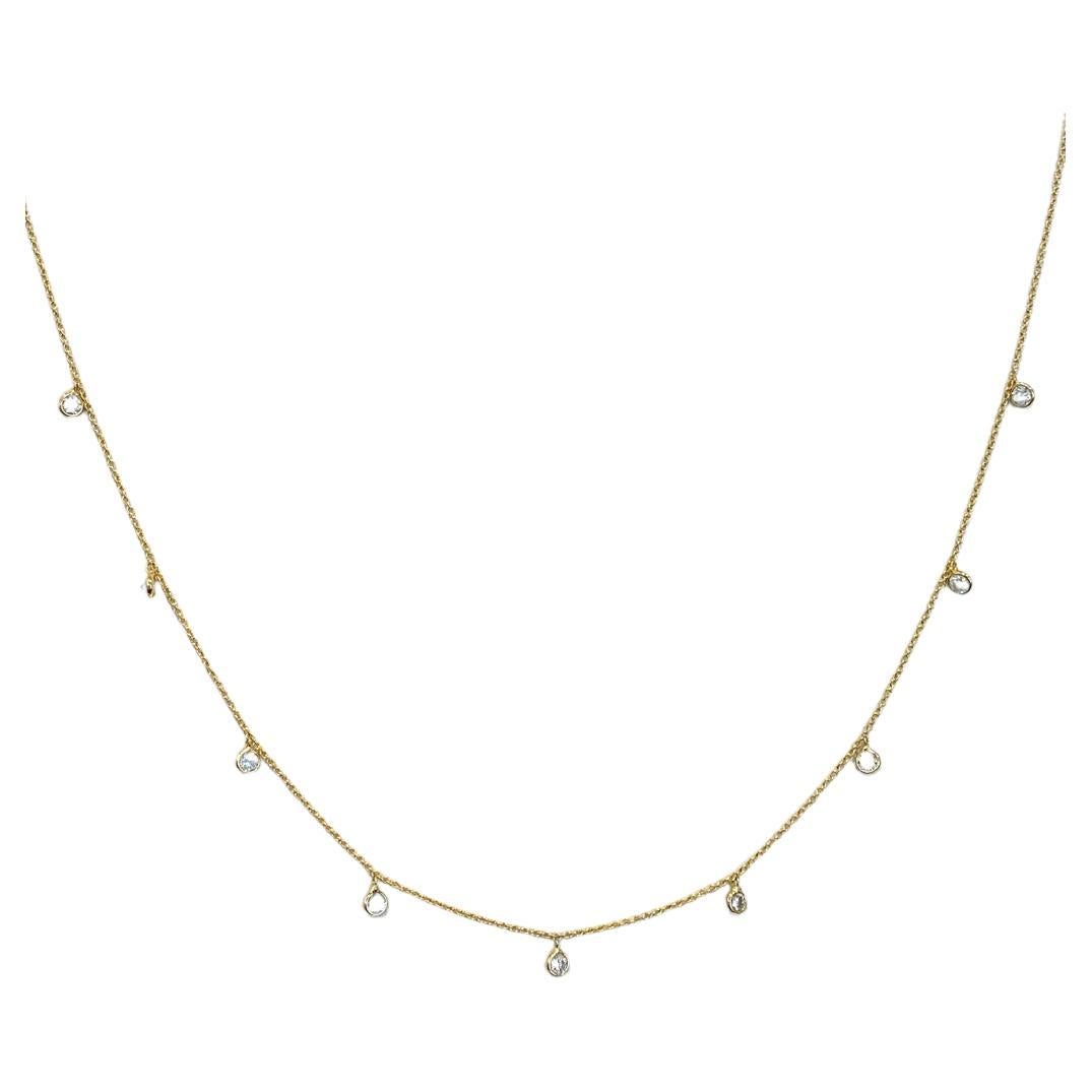 Collar Diamantes Colgantes 0,70 Quilates Oro Amarillo 14K Diamantes por metros