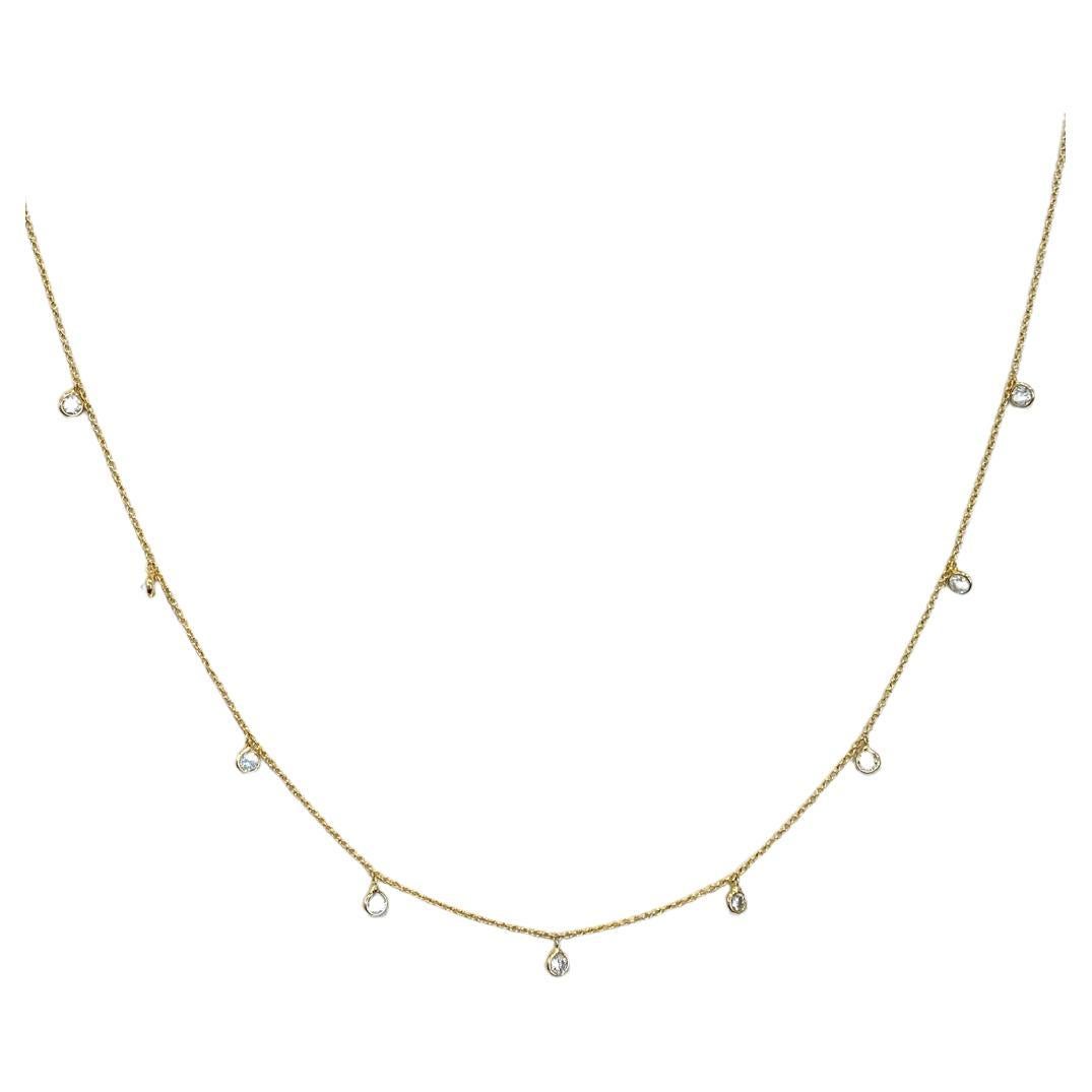 Dangle Diamonds 0.70 Carats 14K Yellow Gold Diamonds by the Yard Necklace