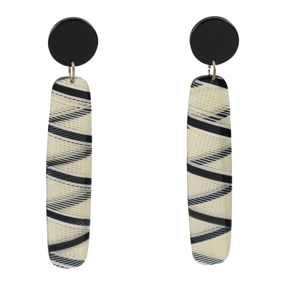 Boucles d'oreilles pendantes en Lucite noir et blanc