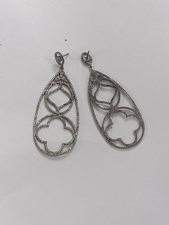Dangle Drop Earrings Pave Diamond 925 Sterling Silver Chandelier Earrings Gift.