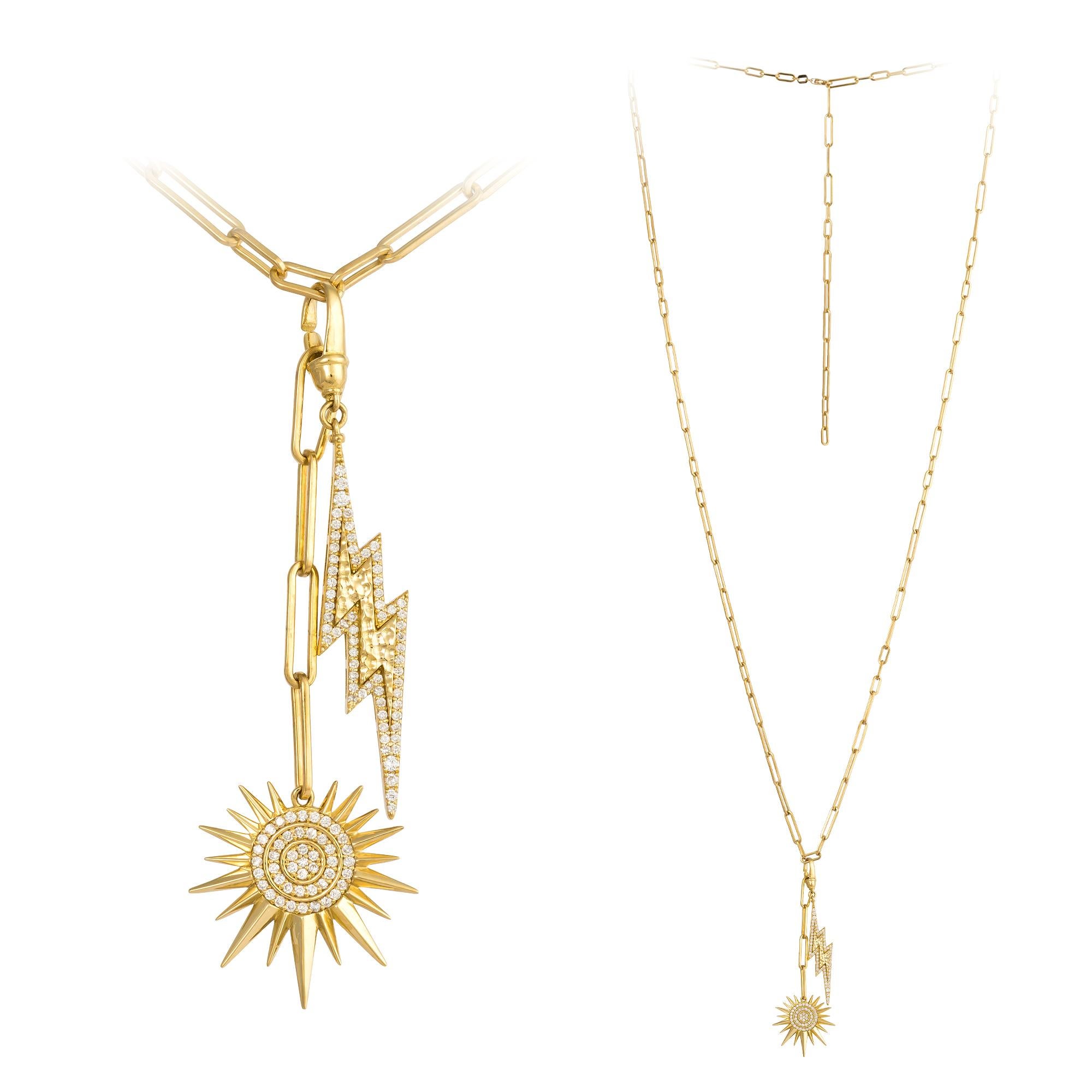 Moderne Collier pendentif en or rose 18K avec diamants pour elle en vente