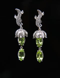 Peridot and White Gold Earrings