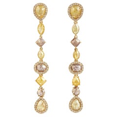 Dangle Earring with Ice Diamond & Pave Diamond Made in 18k Gold