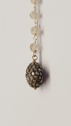 Dangle Earrings in 18 Karat Gold, Natural Zircons and Brown Diamonds Paves