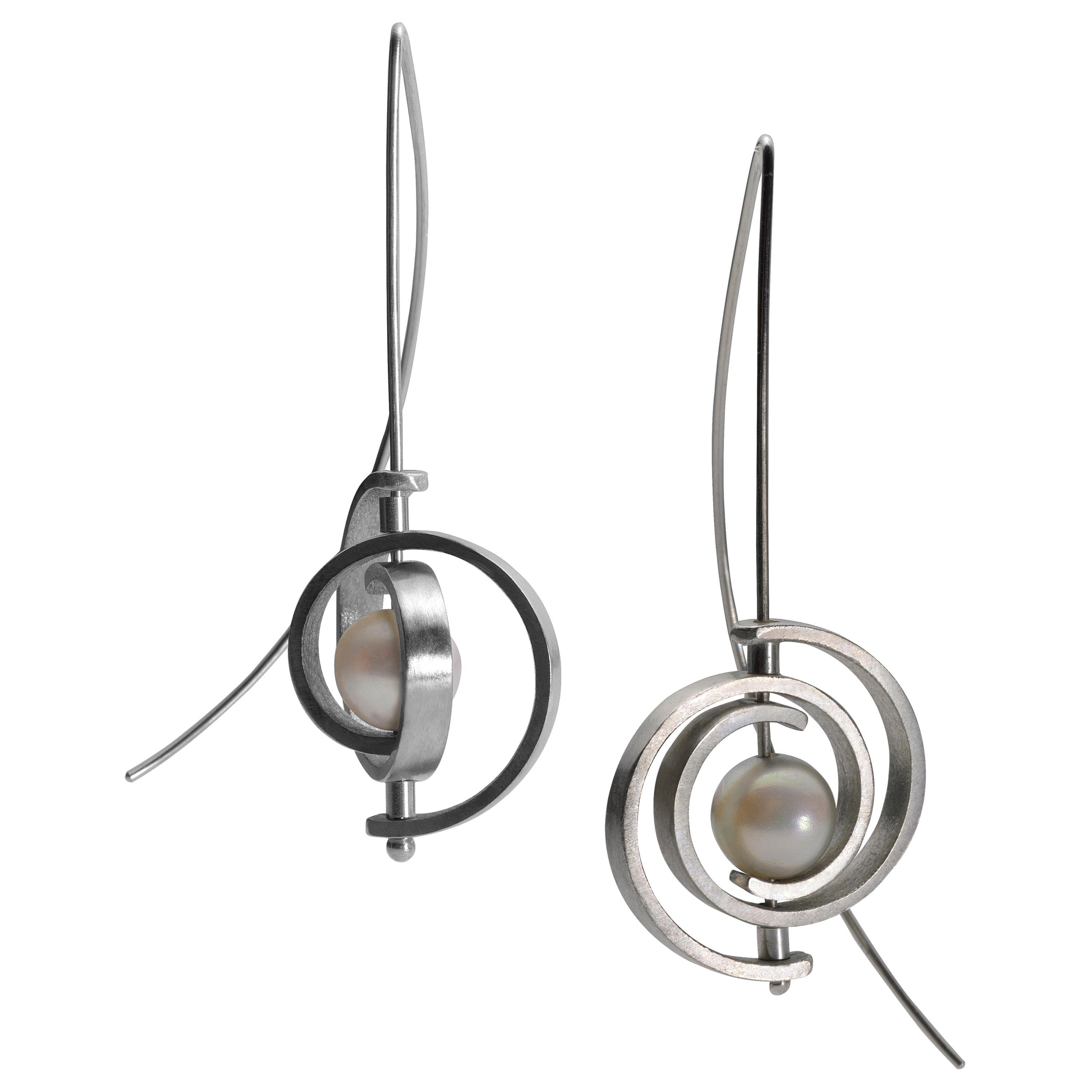 Boucles d'oreilles pendantes en argent sterling avec perles Akoya