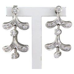 Dangle earrings with brilliant cut diamonds up to 1.00ct 18k gold 6.3 grams