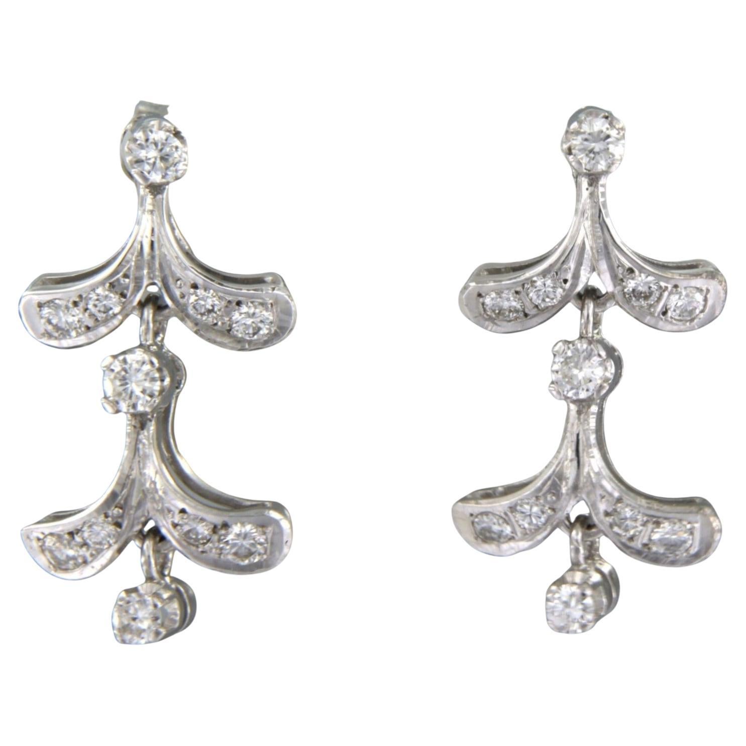 Dangle Earrings with brilliant cut diamonds up to 1.00ct 18k white gold