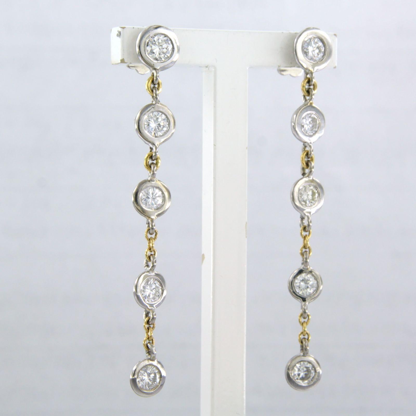 Boucles d'oreilles pendantes avec diamants taille brillant jusqu'à 1,40 ct 4,2 grammes Or 18k Pour femmes en vente
