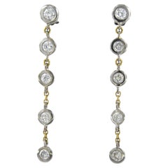 Dangle Earrings with brilliant cut diamonds up to 1.40ct 4.2 grams 18k gold