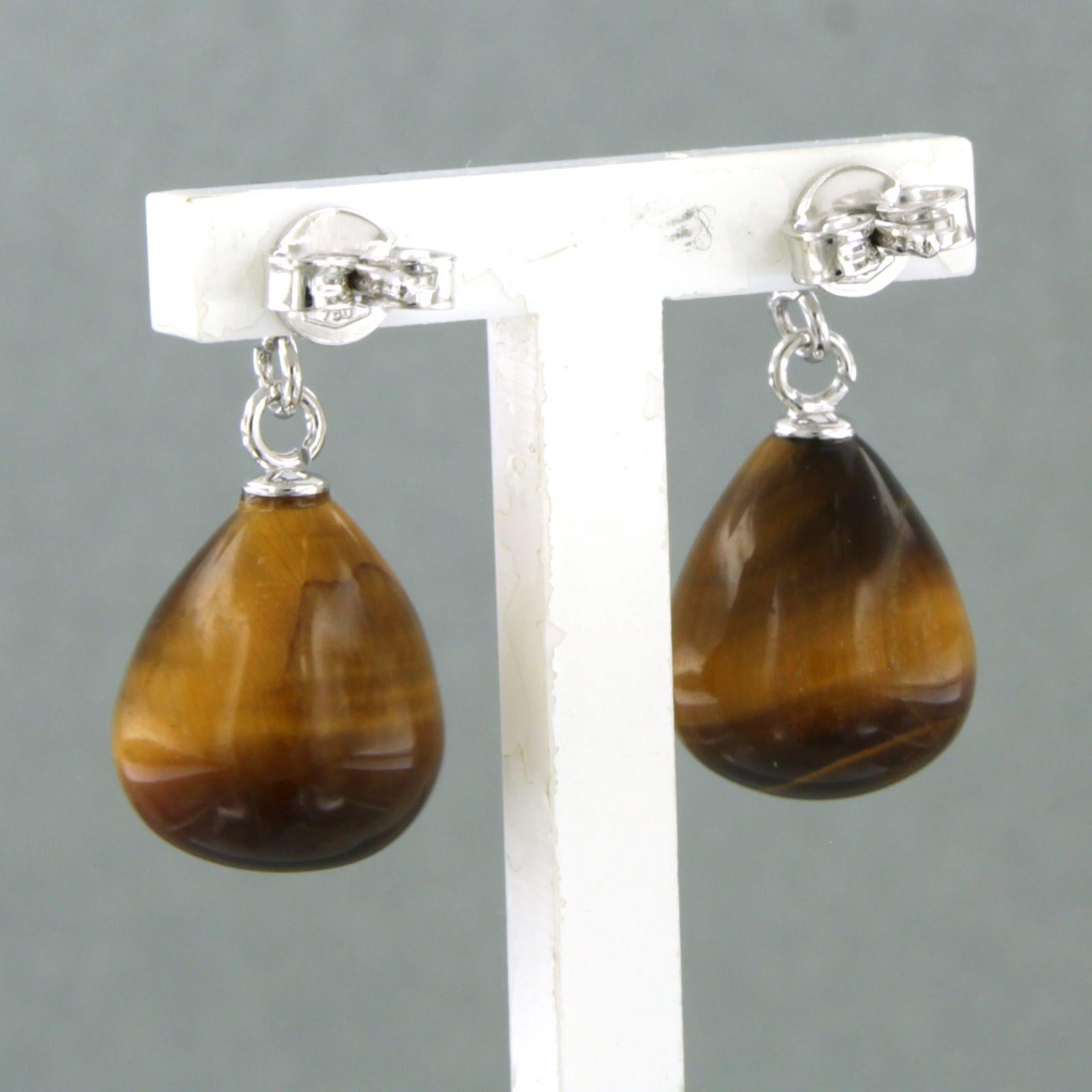 Ohrringe mit Katzenauge und Diamanten im Brillantschliff bis zu 0,40 Karat 18 Karat Gold (Moderne) im Angebot