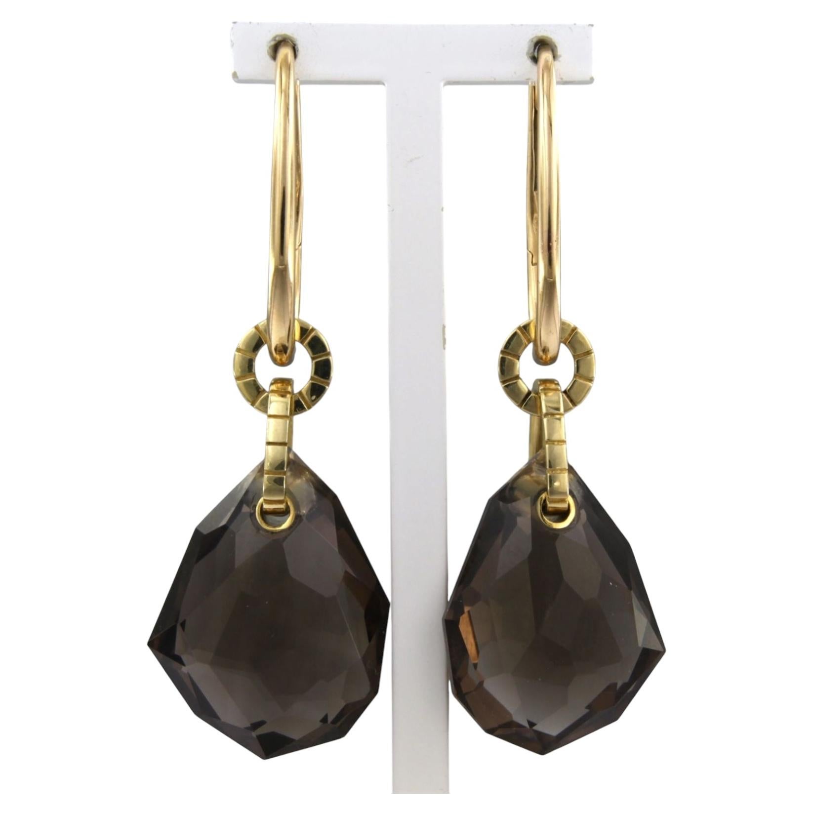 Dangle earrings with smoky topaz 18k gold 22.7 grams