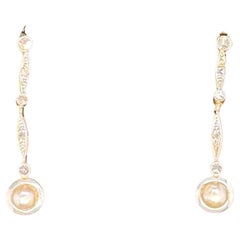 Dangle Earrings Yellow Gold 18 Carats Cultured Pearls