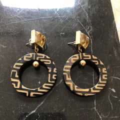 Dangle Hoop Earrings Art Deco Citrine Horn