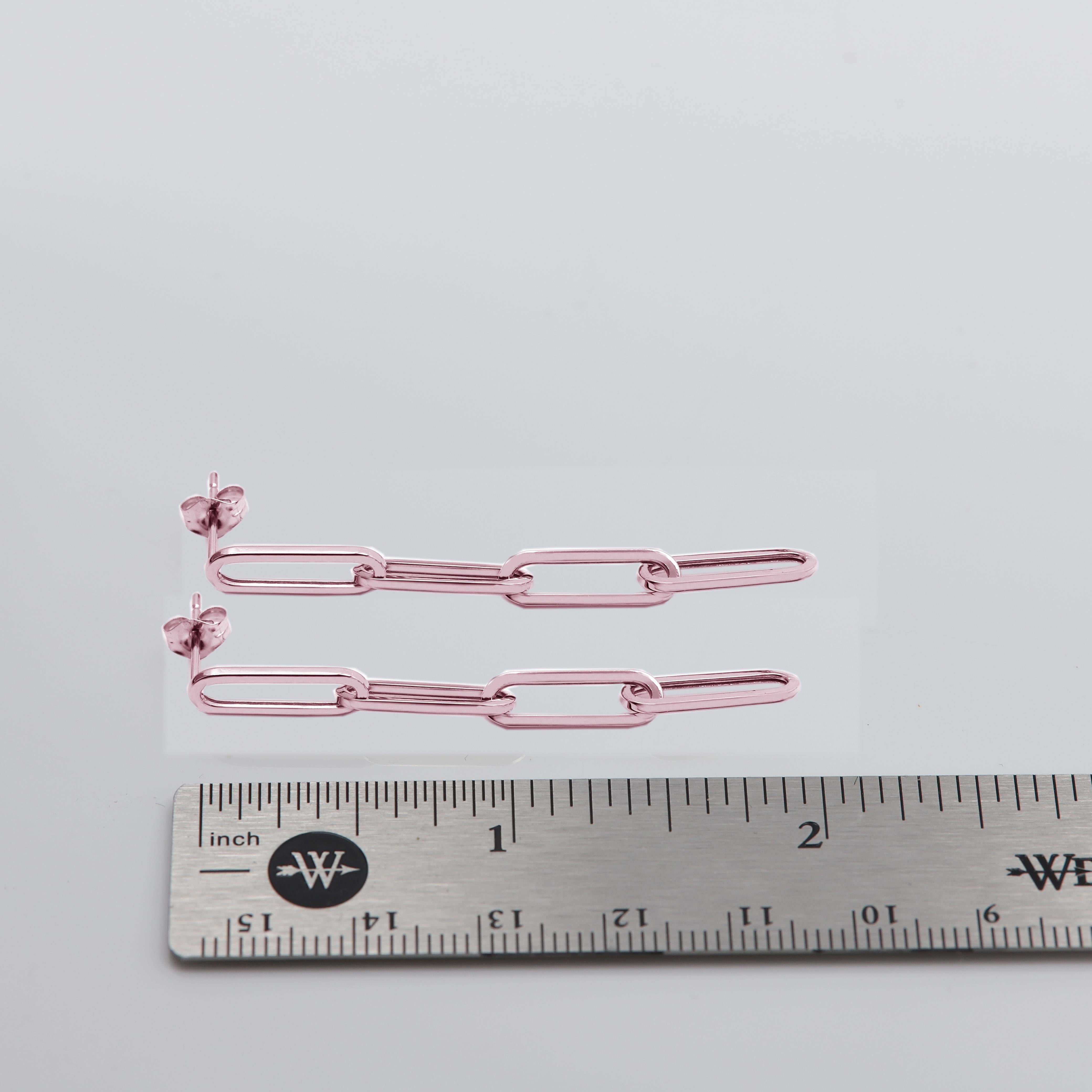 Orecchini pendenti a graffetta in oro rosa 14 carati Larghezza 5 mm in vendita 1