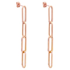 Dangle Paperclip Earring 14 Karat Rose Gold Dangle Earrings 5mm width
