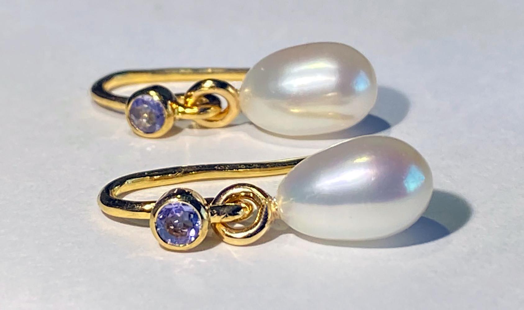 tanzanite and pearl earrings