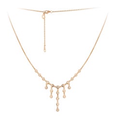 Dangle Pink Gold 18K Necklace Diamond for Her