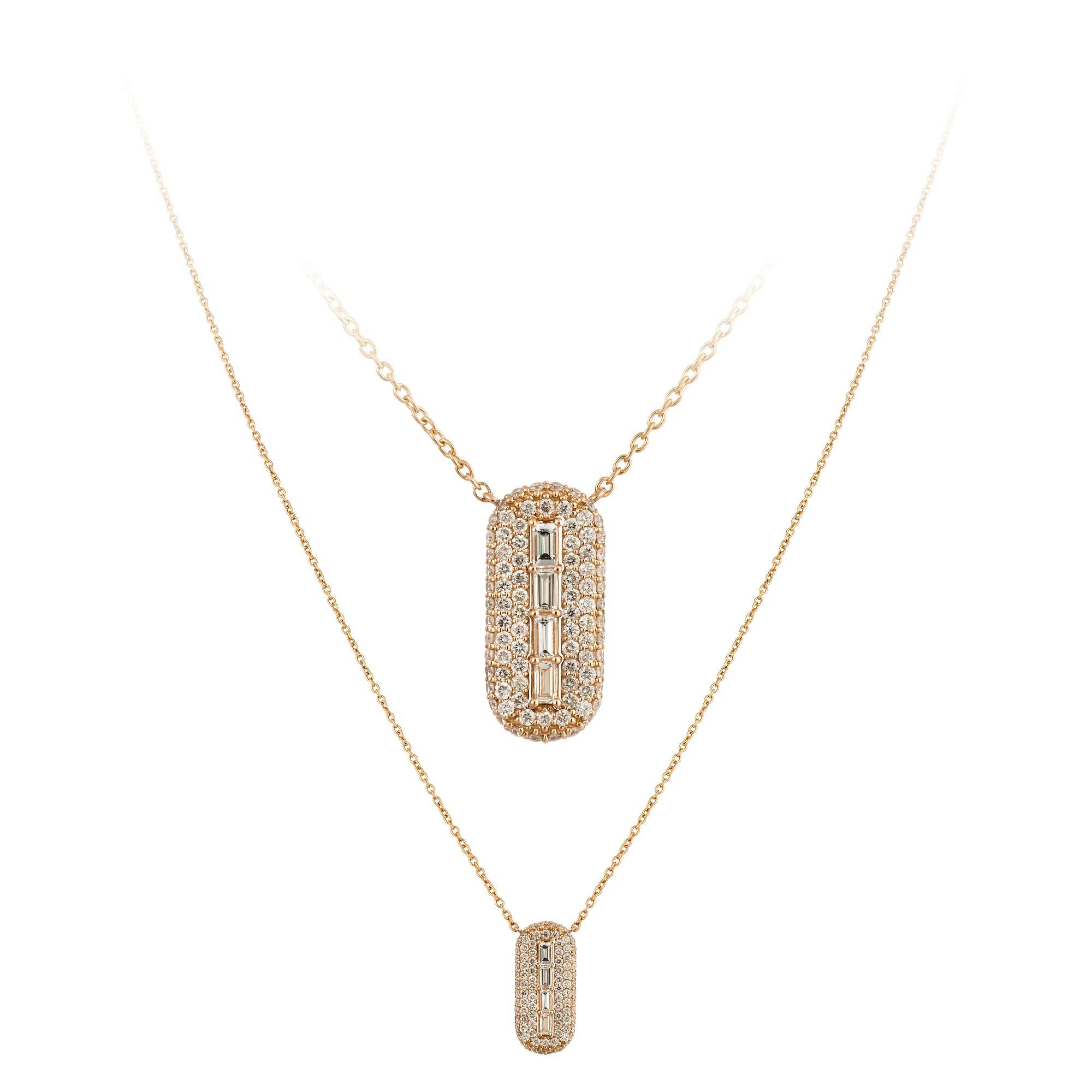 Moderne Collier pendentif en or rose 18K avec diamants pour elle en vente