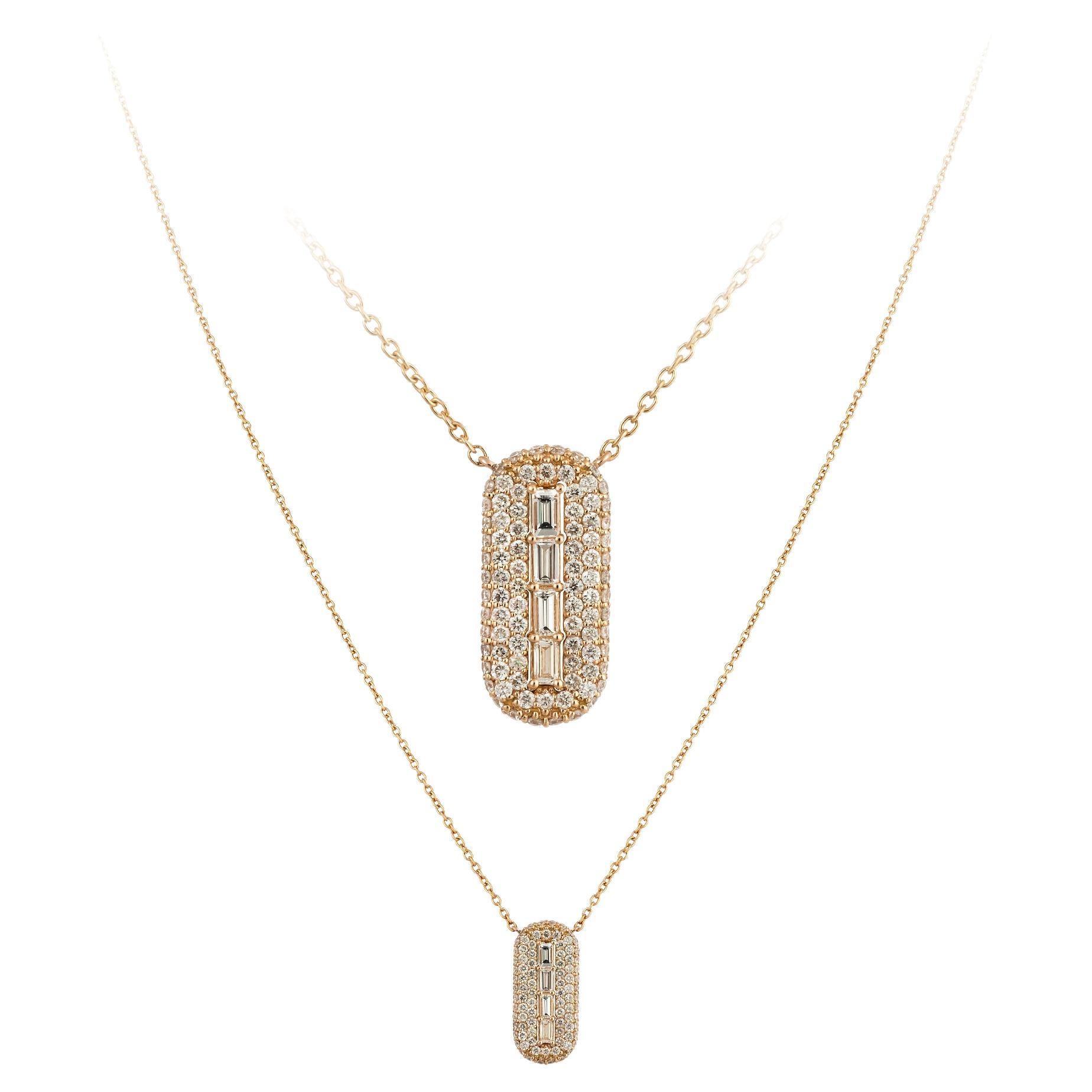 Collier pendentif en or rose 18K avec diamants pour elle en vente