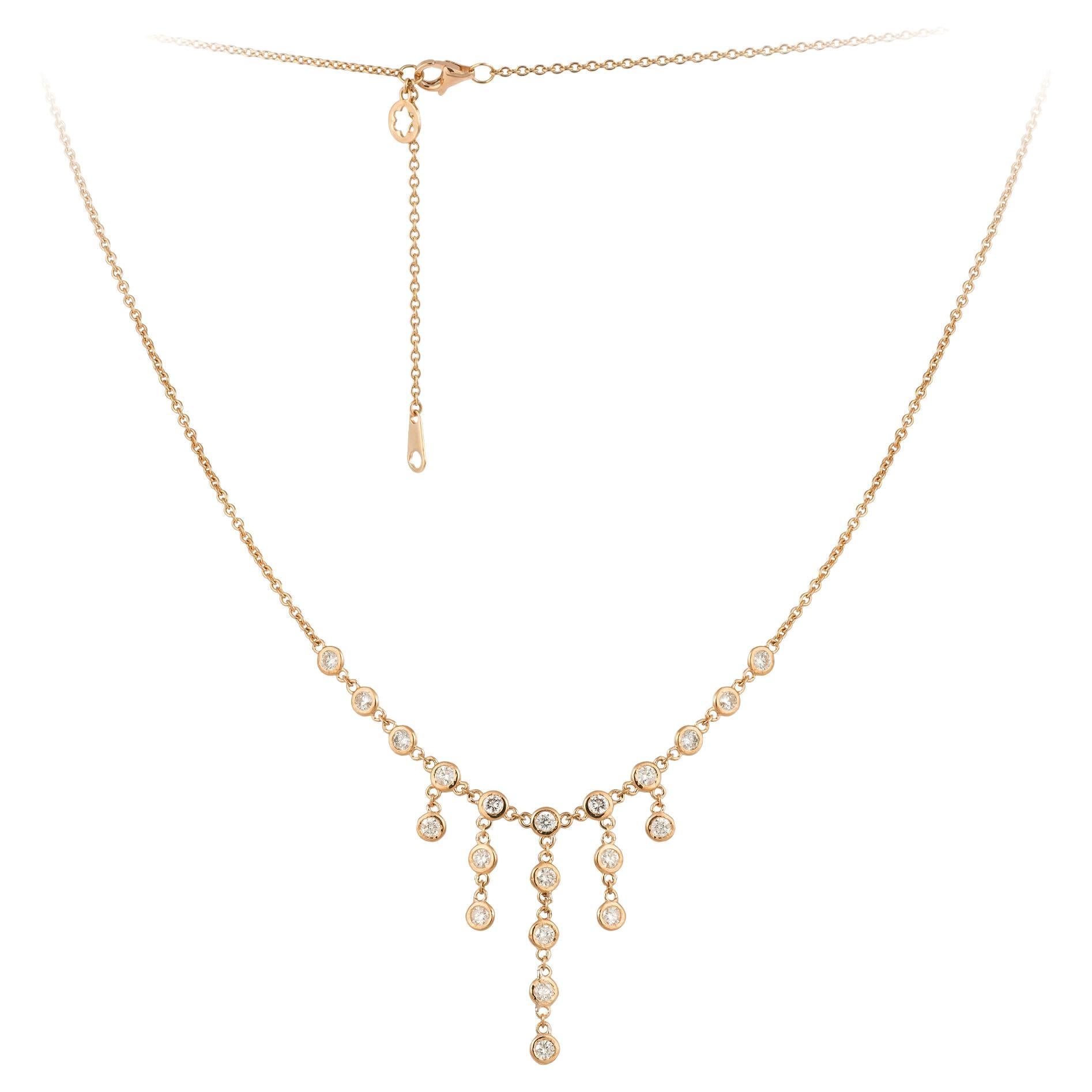 Halskette Pink Gold 18K Diamant für Sie, baumelnd