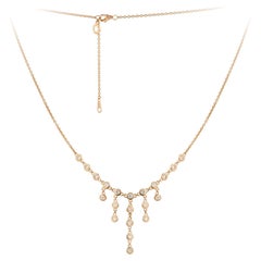 Dangle Pink Gold 18K Necklace Diamond for Her