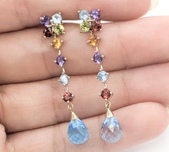 Ohrringe mit Topas, Granat, Peridot und Citrin aus 10k Gelbgold