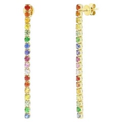 Dangle Tsavorite Sapphire Multisapphire 18K Yellow Gold Earrings for Her