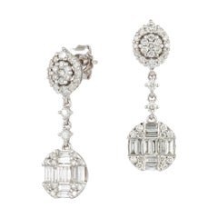 Dangle White Gold 18K Earrings Diamond for Her