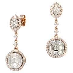 Boucles d'oreilles pendantes en or blanc Pink Diamond pour Elle