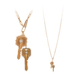 Dangle White Pink Gold 18K Necklace Diamond for Her