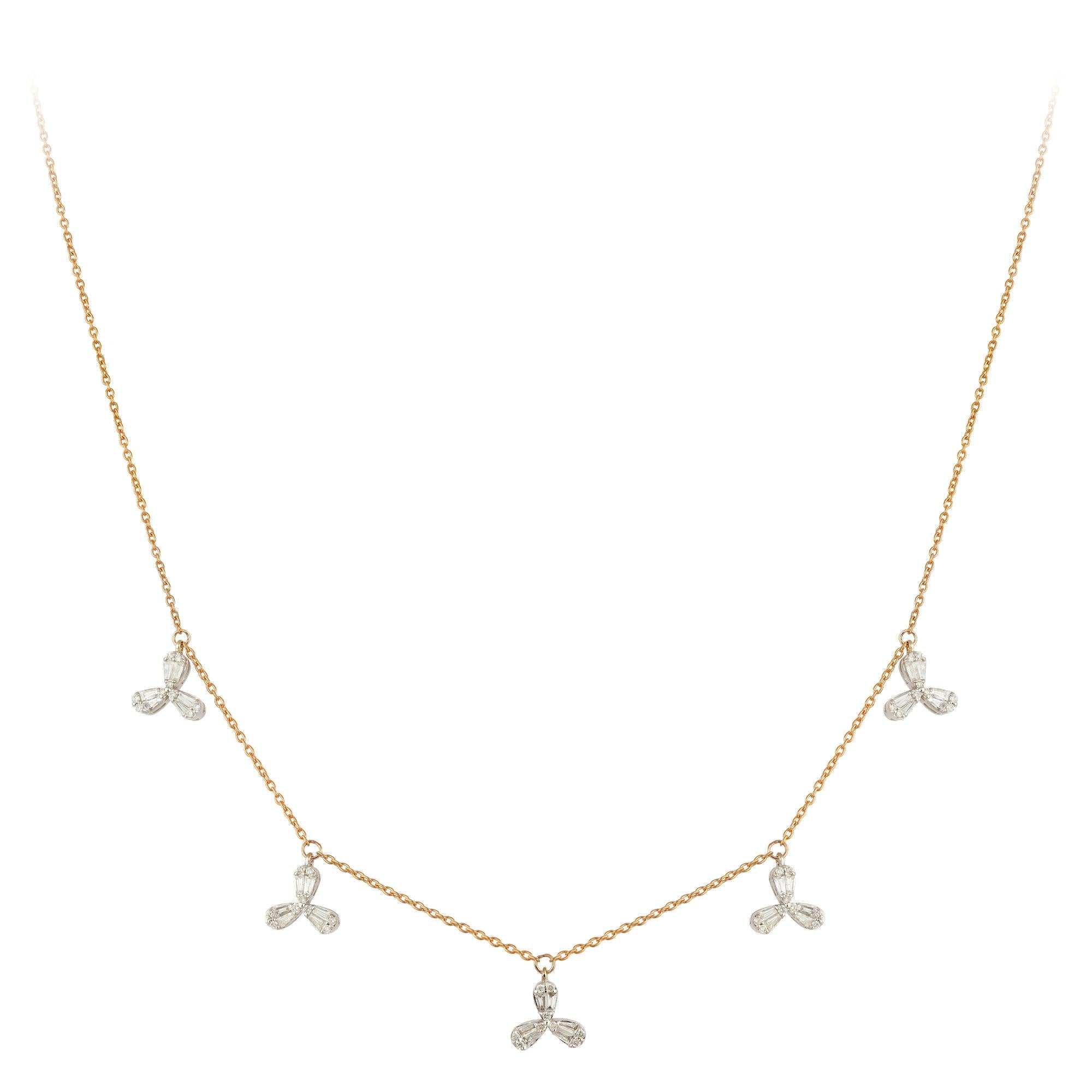 Moderno Collana Dangle in oro bianco e rosa 18K con diamante per lei in vendita