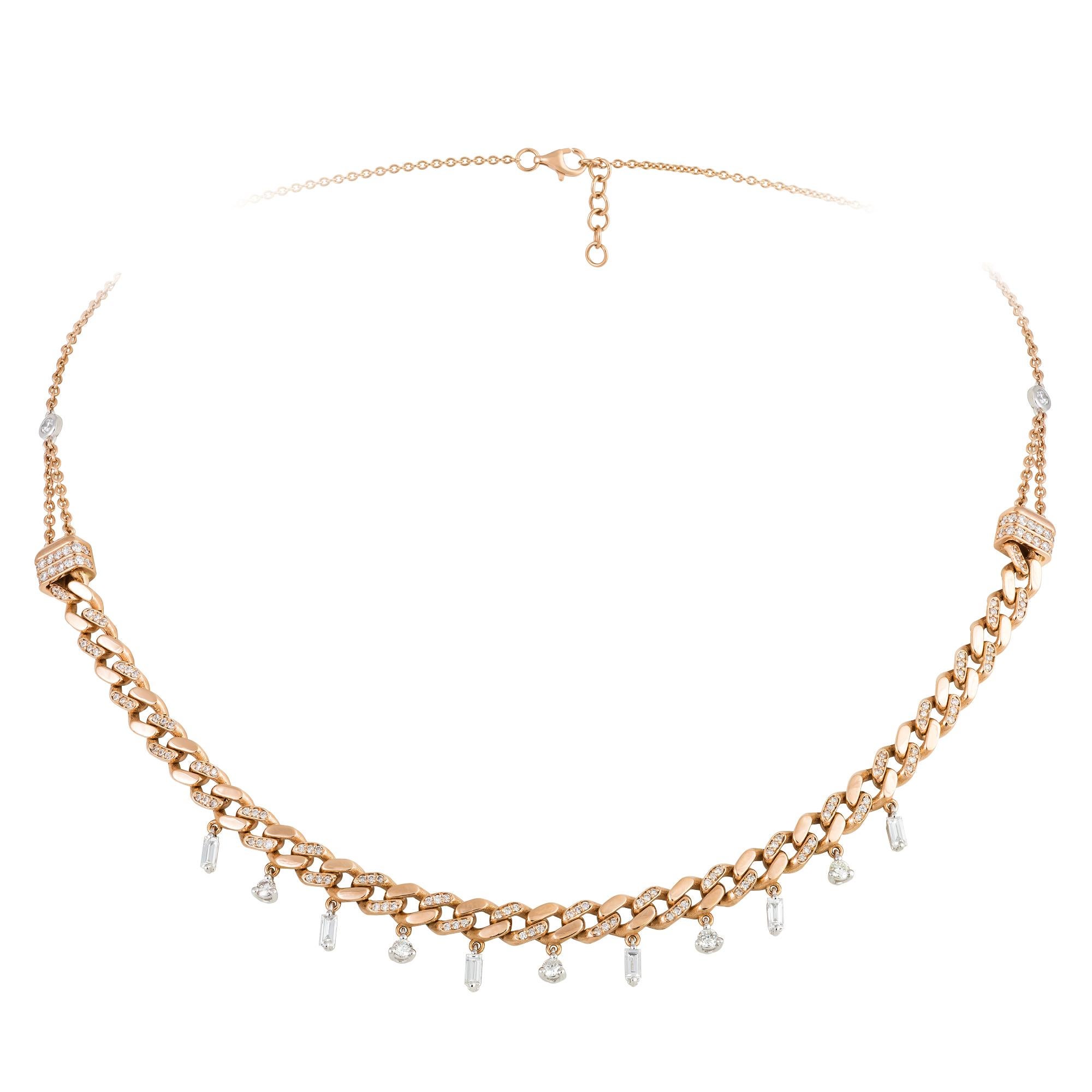 Collier pendentif en or blanc et rose 18K avec diamants pour elle Neuf - En vente à Montreux, CH