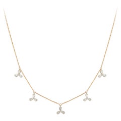 Weißes Pink Gold 18K Halskette Diamant für Sie, baumelnd