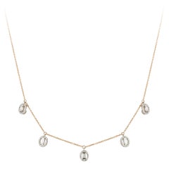 Dangle White Pink Gold 18K Necklace Diamond for Her