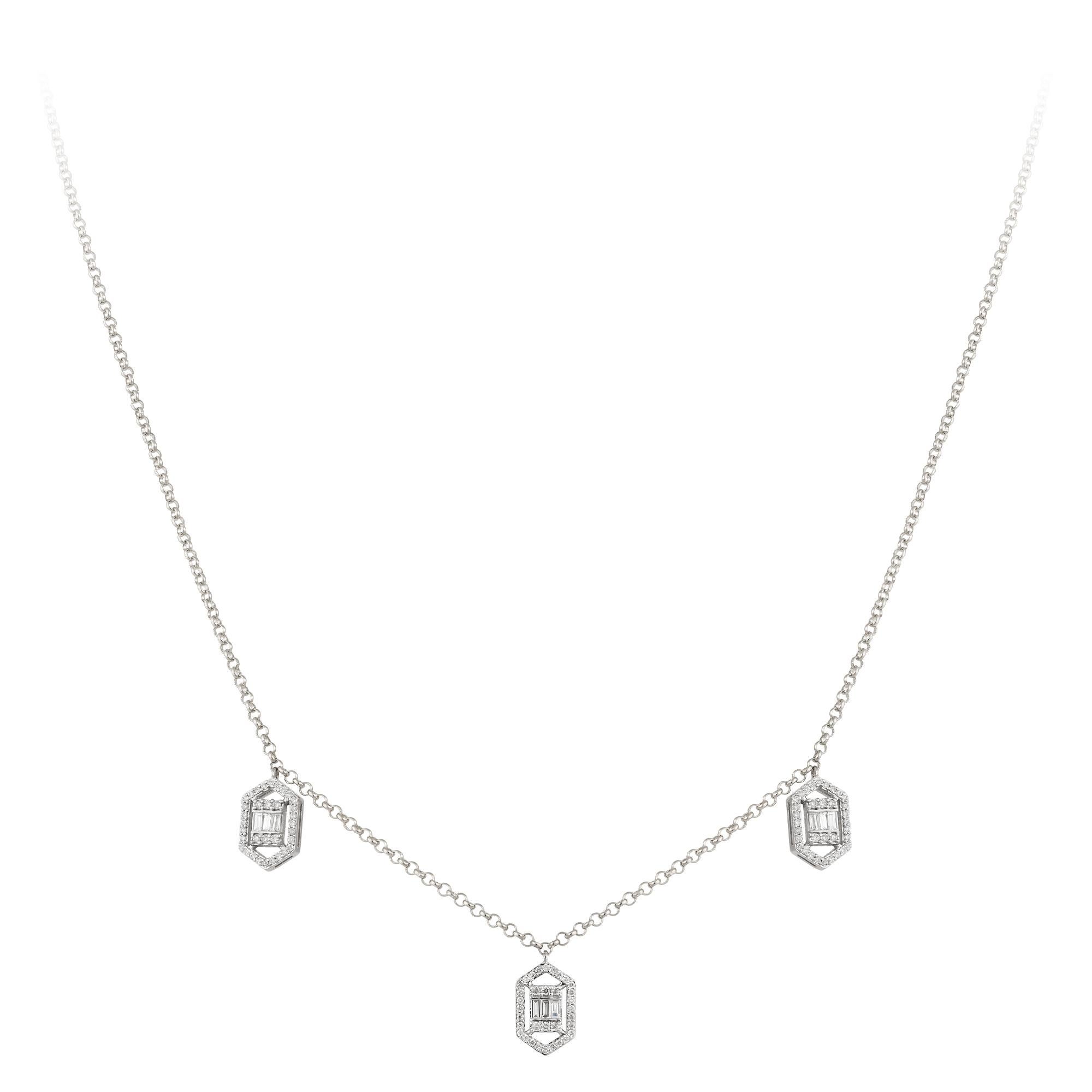 Dangle White Yellow Gold 18K Necklace Diamond for Her In New Condition For Sale In Genève, GE