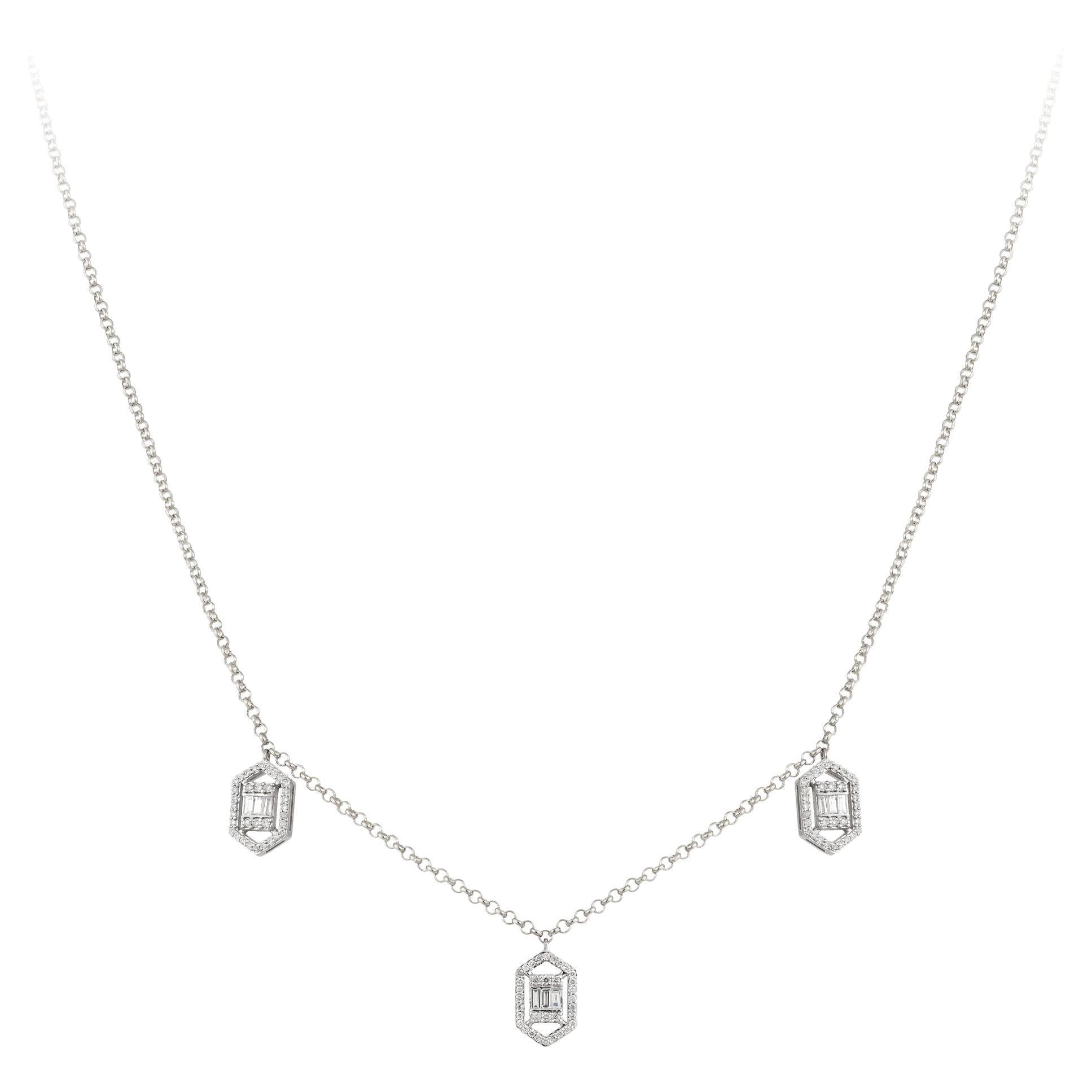 Dangle White Yellow Gold 18K Necklace Diamond for Her For Sale