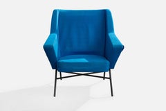 Dangles and Defrance, Lounge Chair, Fabric, Metal, France, 1950s