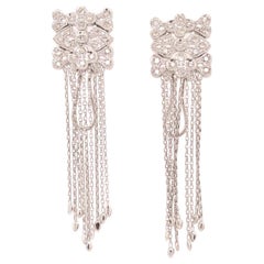 Elegant Dangling Diamond Earrings 0.35 Carat in 14 Karat White Gold 10.3 Grams