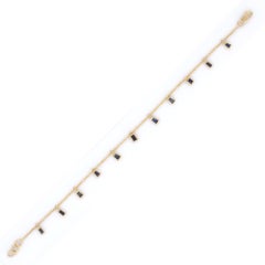 Dangling Blue Sapphire Charm Chain Bracelet Mounted in 18K Yellow Gold