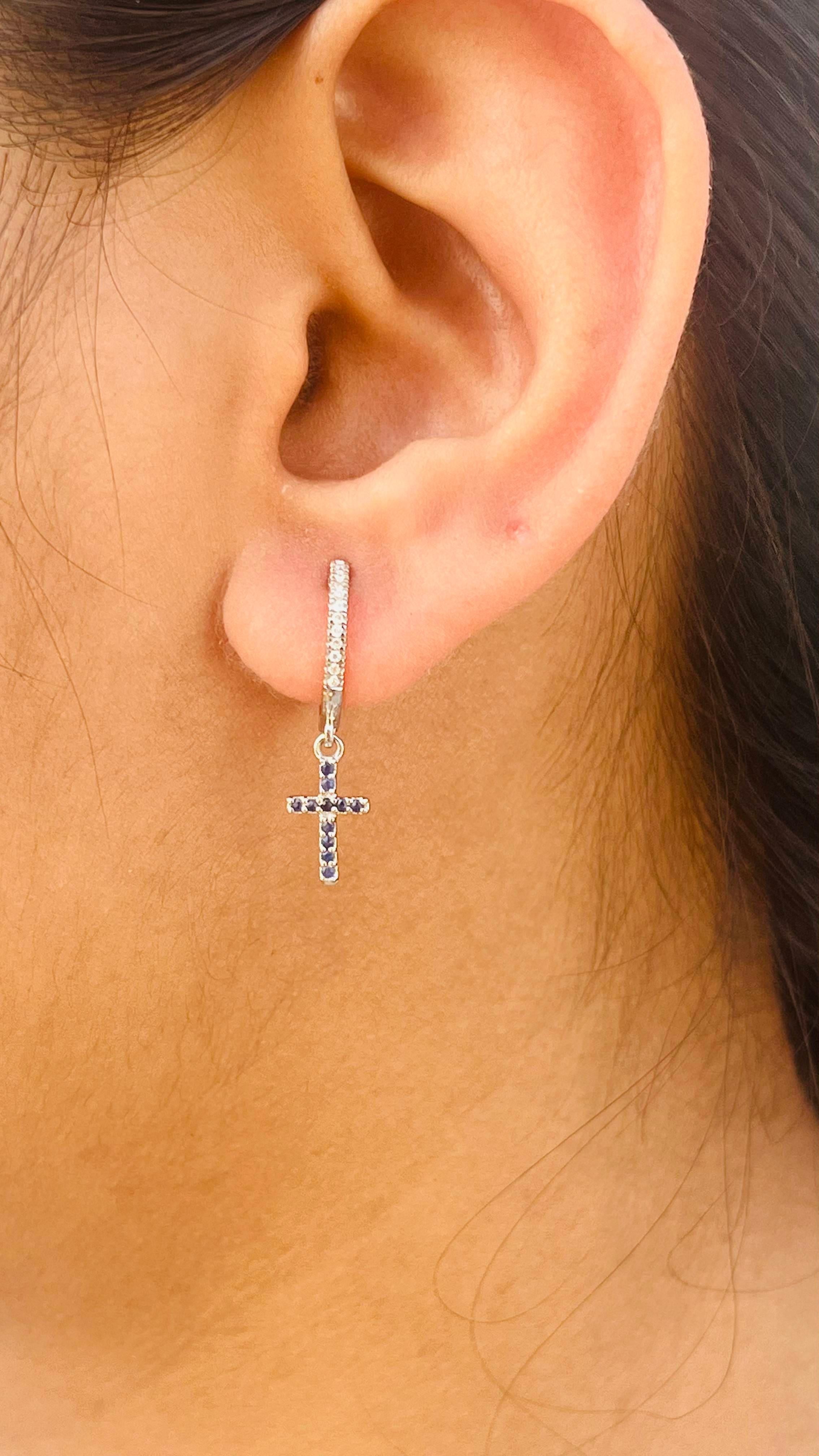 sapphire cross earrings